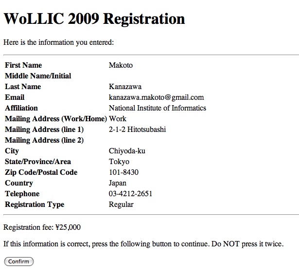 registration form, step 2
